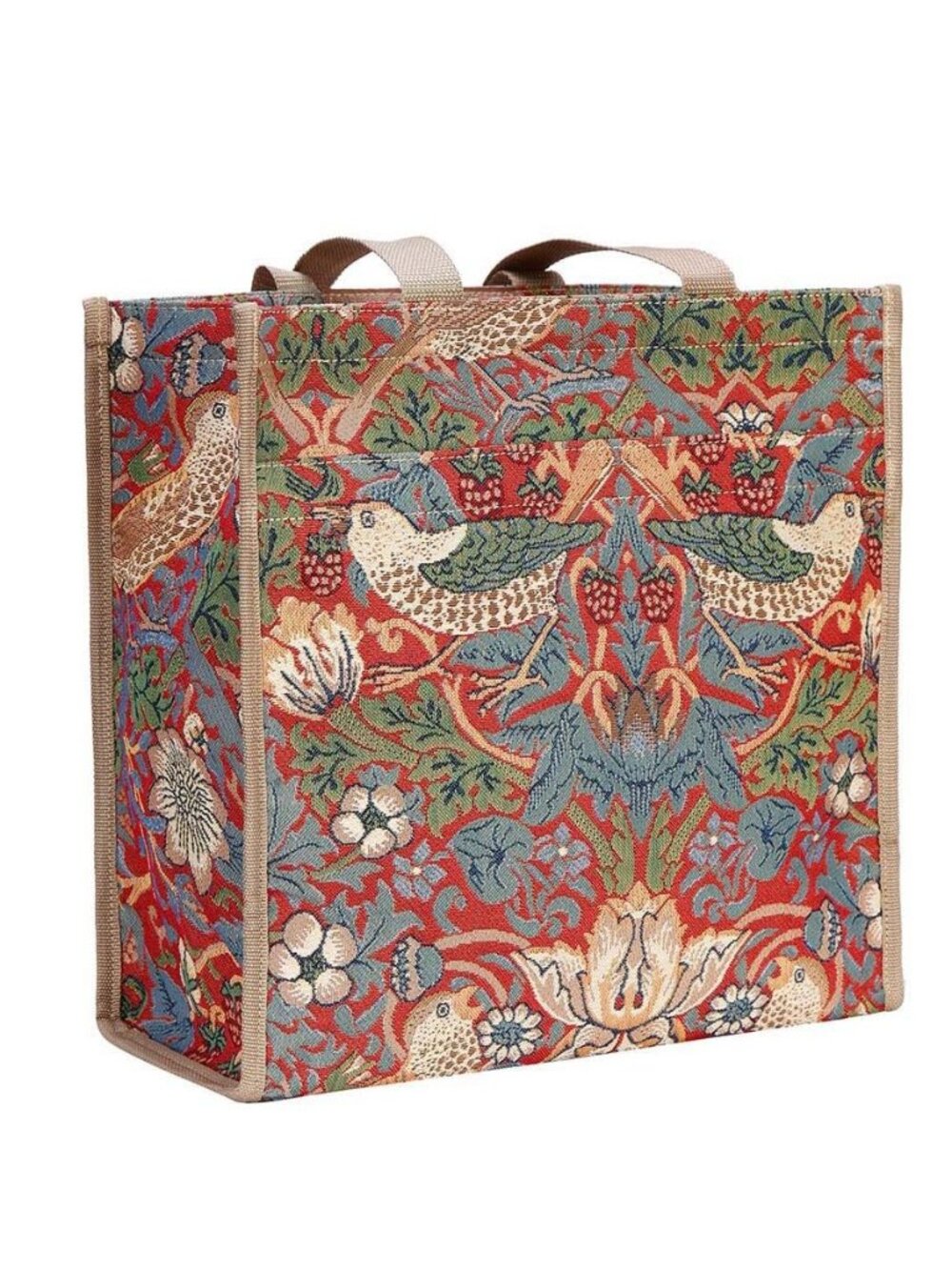 Tapestry Shoulder Bag Shopping Bag for Women with William Morris Strawberry